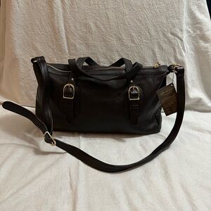 Onna Ehrlich Brown Leather Handbag with Gold Accents